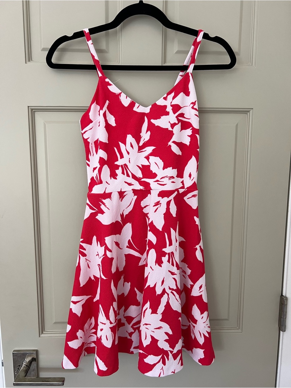 Aqua Red & White Floral Fit-and-Flare Sundress